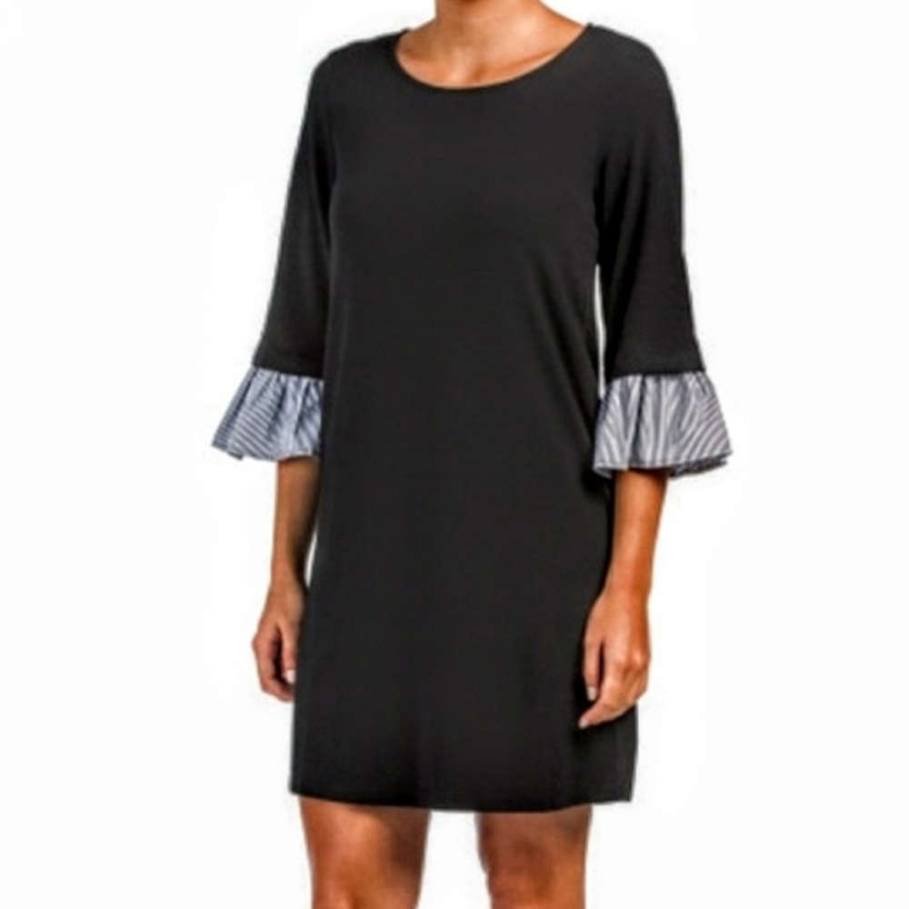 Pleione | black dress with stripe bell sleeves 🖤 size medium